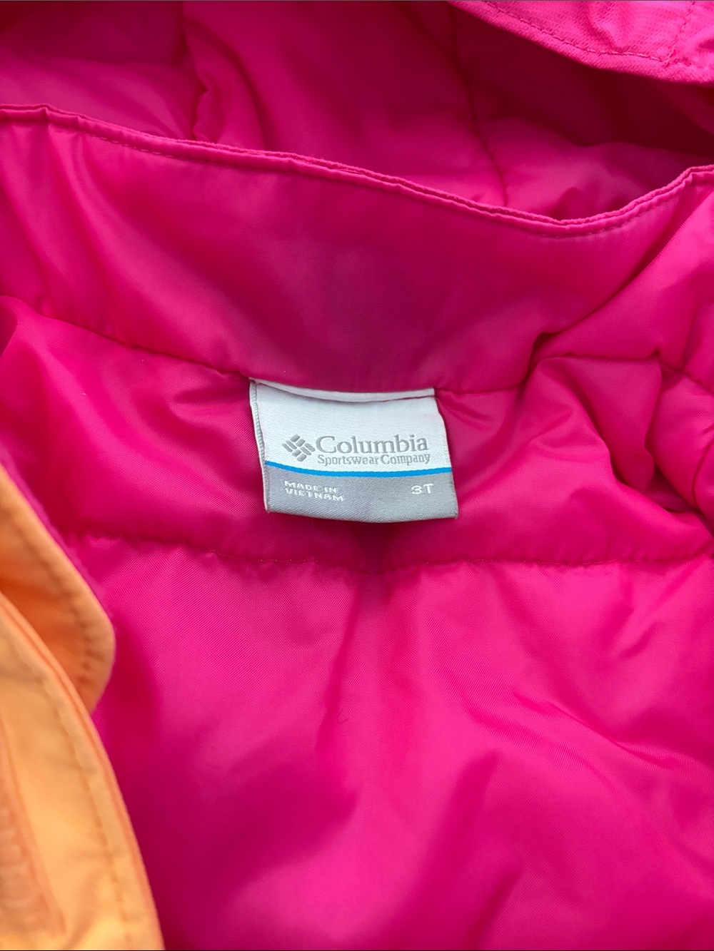 Columbia Girls' Puffer Jacket - Hot Pink with Orange Trim